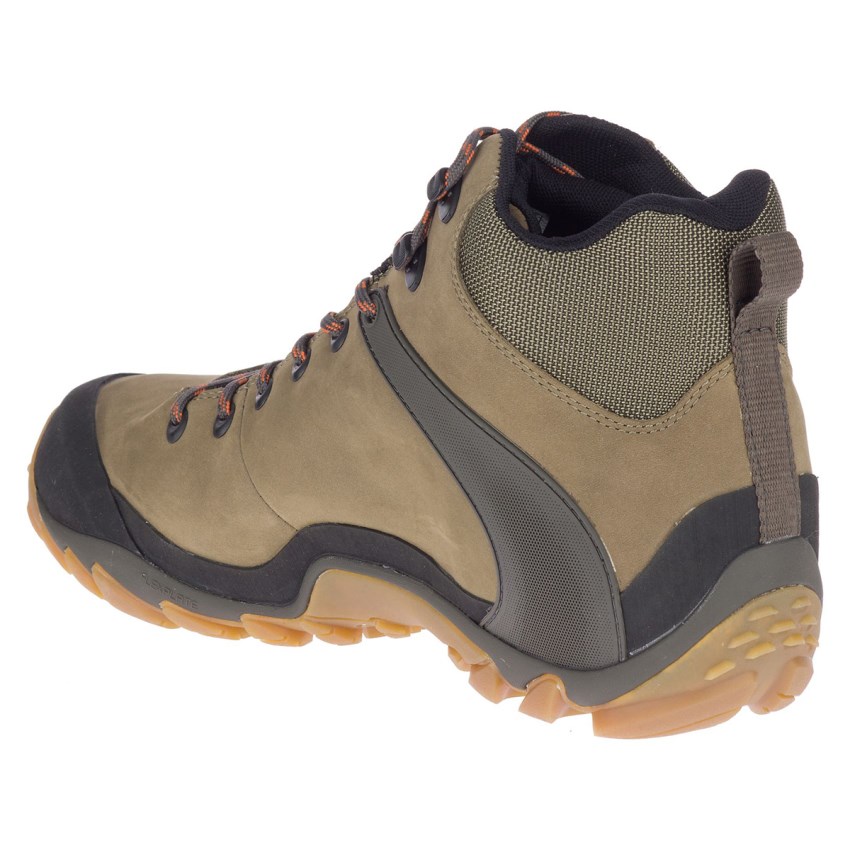 Chaussures Randonnée Merrell Chameleon 8 Leather Mid Waterproof Vert Olive Homme | C.C.THZH